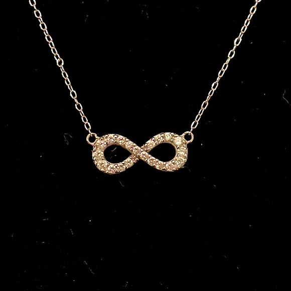 Sterling Silver Infinity Ring Necklace with Cubic Zirconia - Picture 2 of 3